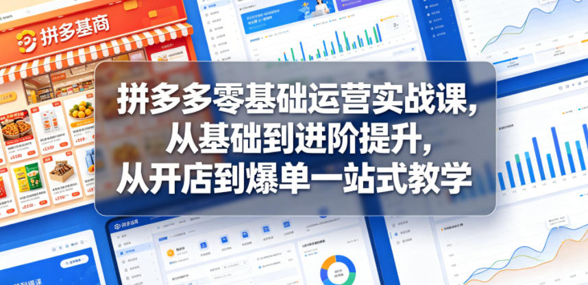 拼多多零基础运营实战课，从基础到进阶提升，从开店到爆单一站式教学-网创项目总站