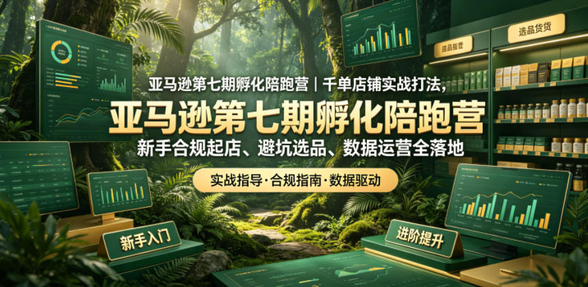 亚马逊第七期孵化陪跑营｜千单店铺实战打法，新手合规起店、避坑选品、数据运营全落地-网创项目总站