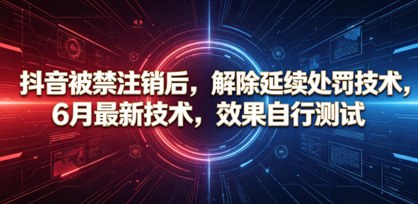 抖音被禁注销后，解除延续处罚技术，6月最新技术，效果自行测试-网创项目总站