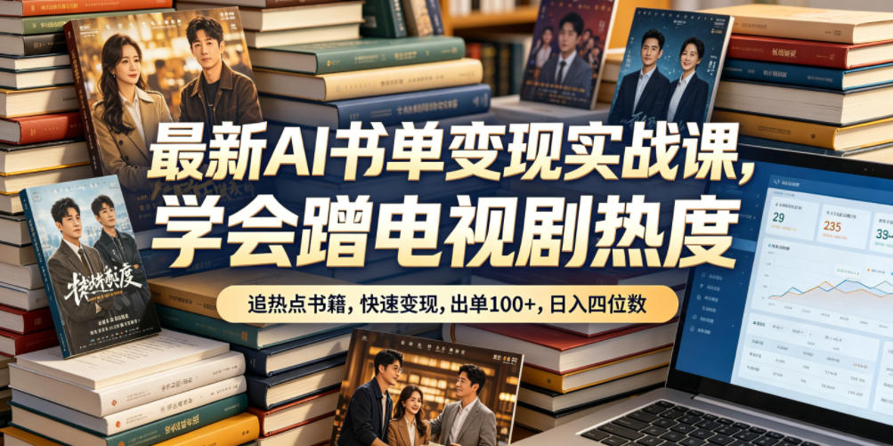 最新AI书单变现实战课，学会蹭电视剧热度，追热点书籍，快速变现，出单100+，日入四位数-网创项目总站