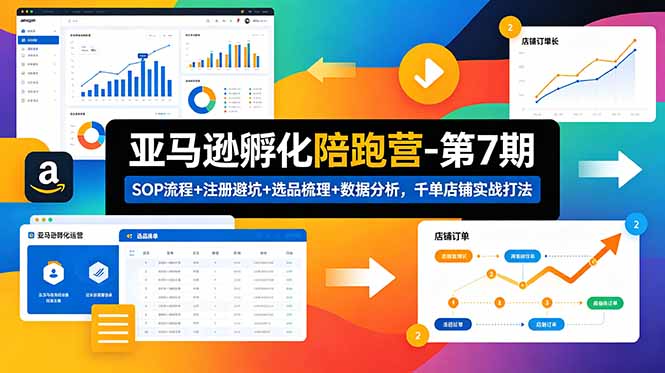 亚马逊孵化陪跑营-第7期：SOP流程+注册避坑+选品梳理+数据分析，千单店铺实战打法-网创项目总站