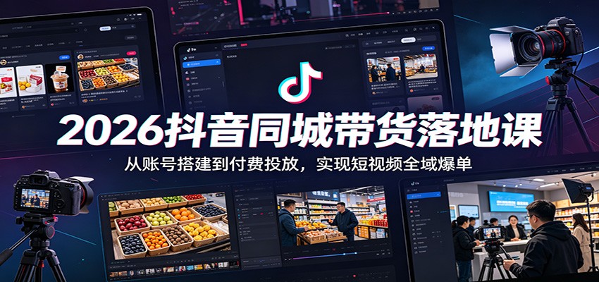 2026抖音同城带货落地课：从账号搭建到付费投放，实现短视频全域爆单-网创项目总站