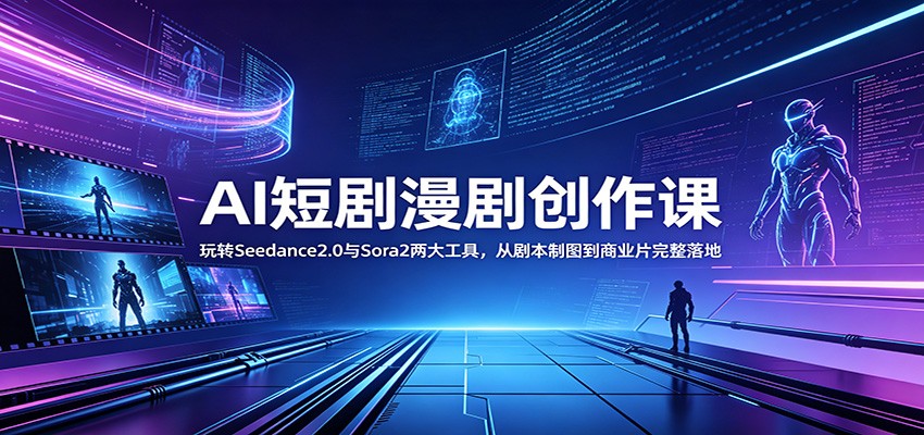 AI短剧漫剧创作课：玩转Seedance2.0与 Sora2两大工具，从剧本制图到商业片完整落地-网创项目总站