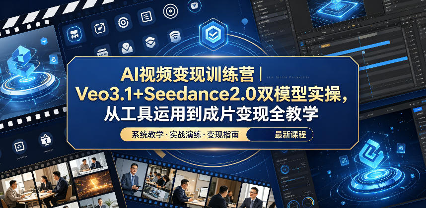 AI视频变现训练营｜Veo3.1+Seedance2.0双模型实操，从工具运用到成片变现全教学-网创项目总站