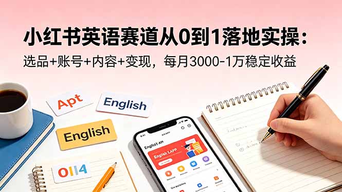 小红书英语赛道从0到1落地实操：选品+账号+内容+变现，每月3000-1万稳定收益-网创项目总站