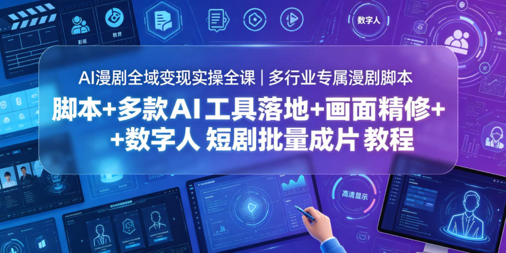 AI漫剧全域变现实操全课|多行业专属漫剧脚本+多款AI工具落地+画面精修+数字人短剧批量成片全教程-网创项目总站