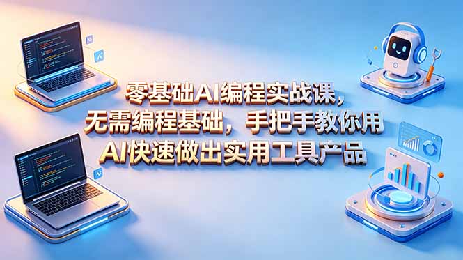 零基础AI编程实战课-更新,无需编程基础,手把手教你用AI快速做出实用工具产品-网创项目总站