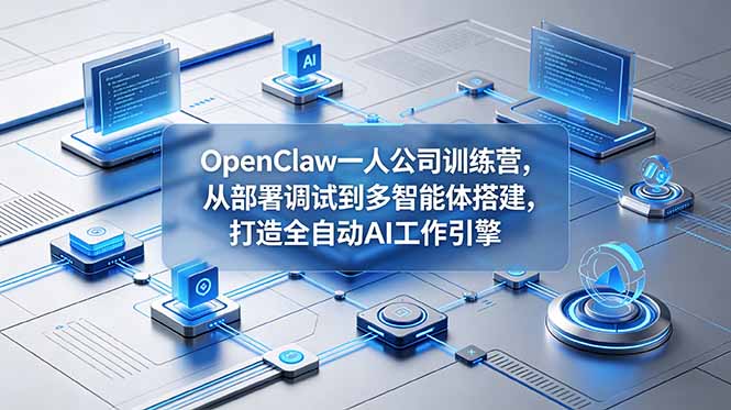 OpenClaw 一人公司训练营，从部署调试到多智能体搭建，打造全自动 AI 工作引擎-网创项目总站