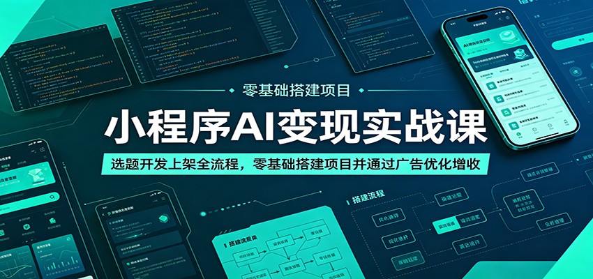 小程序AI变现实战课：选题开发上架全流程，零基础搭建项目并通过广告优化增收-网创项目总站