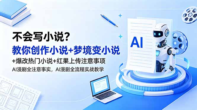 不会写小说？教你创作小说+梦境变小说+爆改热门小说+红果上传注意事项，AI漫剧全流程实战教学-网创项目总站