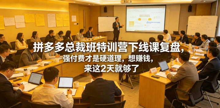 拼多多总裁班特训营下线课复盘，强付费才是硬道理，想賺钱，来这2天就够了-网创项目总站