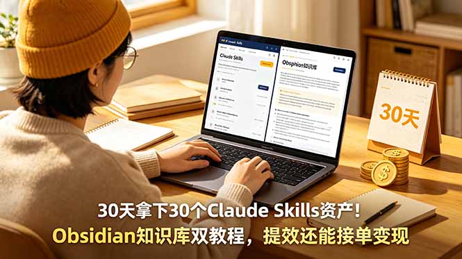 30天拿下30个Claude Skills资产！Obsidian知识库双教程，提效还能接单变现-网创项目总站