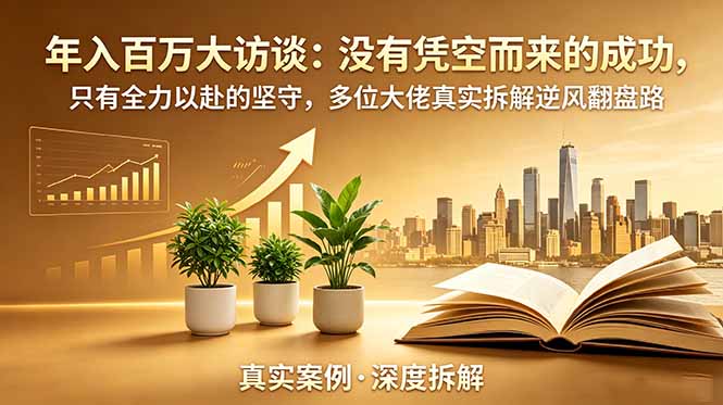 年入百万大访谈-更新：没有凭空而来的成功，只有全力以赴的坚守，多位大佬真实拆解逆风翻盘路-网创项目总站