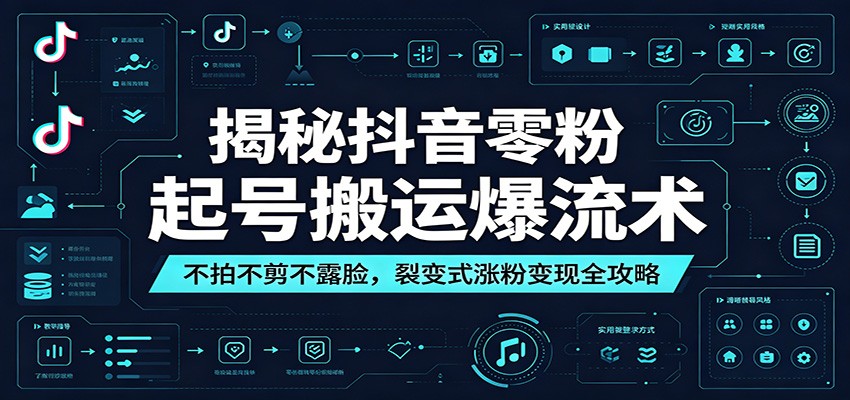 揭秘抖音零粉起号搬运爆流术：不拍不剪不露脸，裂变式涨粉变现全攻略-网创项目总站