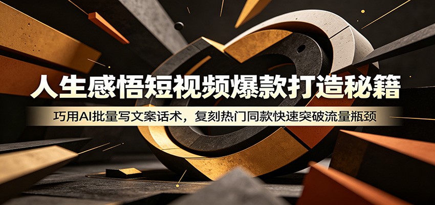 人生感悟短视频爆款打造秘籍：巧用A 批量写文案话术，复刻热门同款快速突破流量瓶颈-网创项目总站