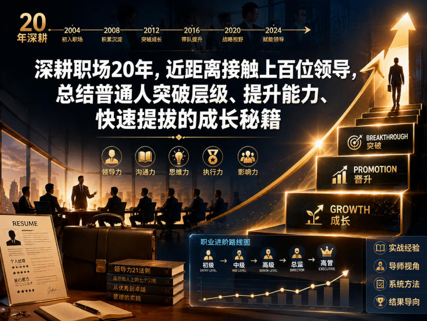 付费文章：深耕职场20年，近距离接触上百位领导，总结普通人突破层级、提升能力、快速提拔的成长秘籍(全网独家干货)-网创项目总站
