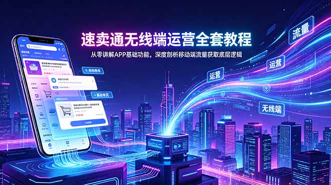 速卖通无线端运营全套教程，从零讲解APP基础功能，深度剖析移动端流量获取底层逻辑-网创项目总站