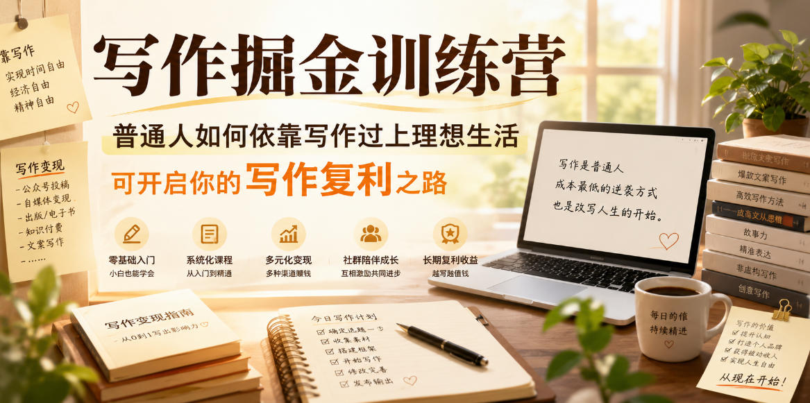 写作掘金训练营,普通人如何依靠写作过上理想生活,可开启你的写作复利之路(更新6月)-网创项目总站