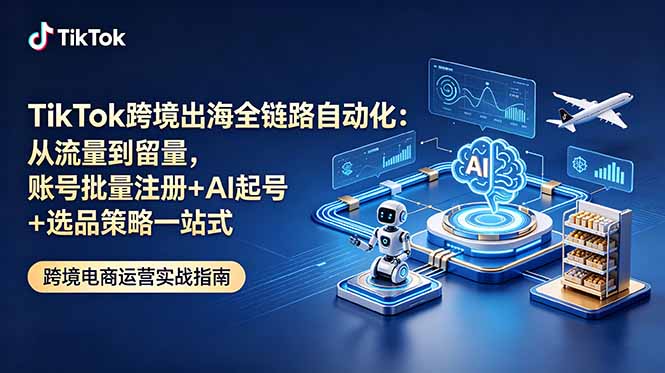 TikTok跨境出海全链路自动化：从流量到留量，账号批量注册+AI起号+选品策略一站式-网创项目总站
