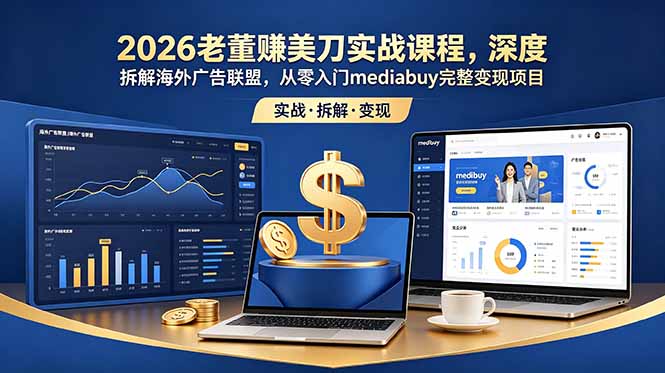2026老董赚美刀实战课程，深度拆解海外广告联盟，从零入门mediabuy完整变现项目-网创项目总站