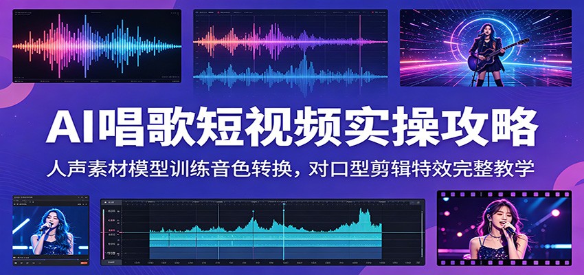 AI唱歌短视频实操攻略：人声素材模型训练音色转换，对口型剪辑特效完整教学-网创项目总站