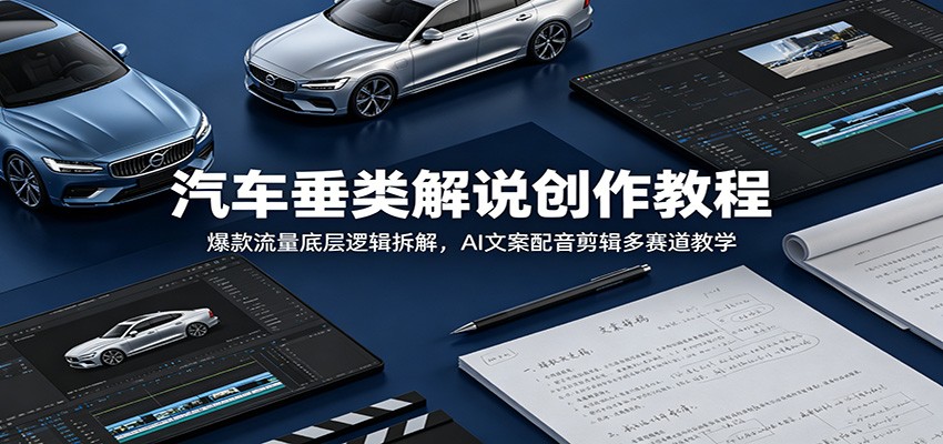 汽车垂类解说创作教程：爆款流量底层逻辑拆解，AI文案配音剪辑多赛道教学-网创项目总站