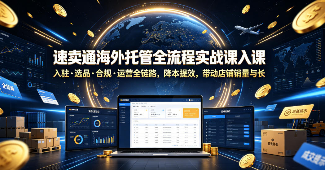 速卖通海外托管全流程实战课入驻・选品・合规・运营全链路，降本提效，带动店铺销量与收益增长-网创项目总站