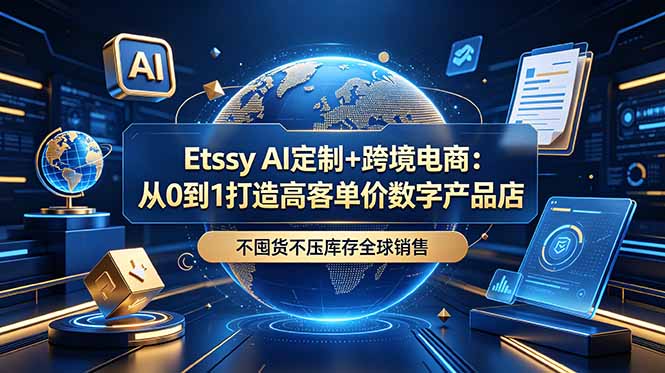 Etsy AI定制+跨境电商：从0到1打造高客单价数字产品店，不囤货不压库存全球销售-网创项目总站