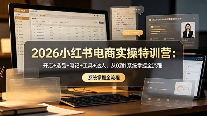 2026小红书电商实操特训营：开店+选品+笔记+工具+达人，从0到1系统掌握全流程-网创项目总站
