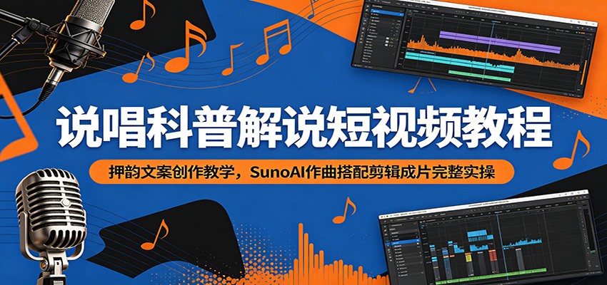 说唱科普解说短视频教程：押韵文案创作教学，SunoAI作曲搭配剪辑成片完整实操-网创项目总站