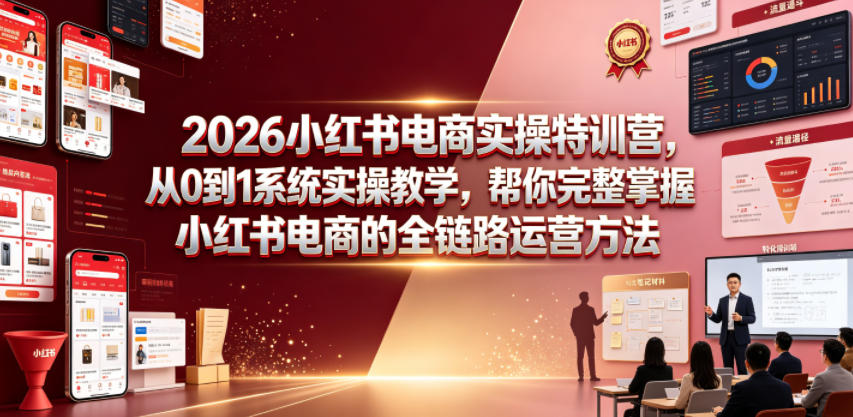 2026小红书电商实操特训营，从0到1系统实操教学，帮你完整掌握小红书电商的全链路运营方法-网创项目总站