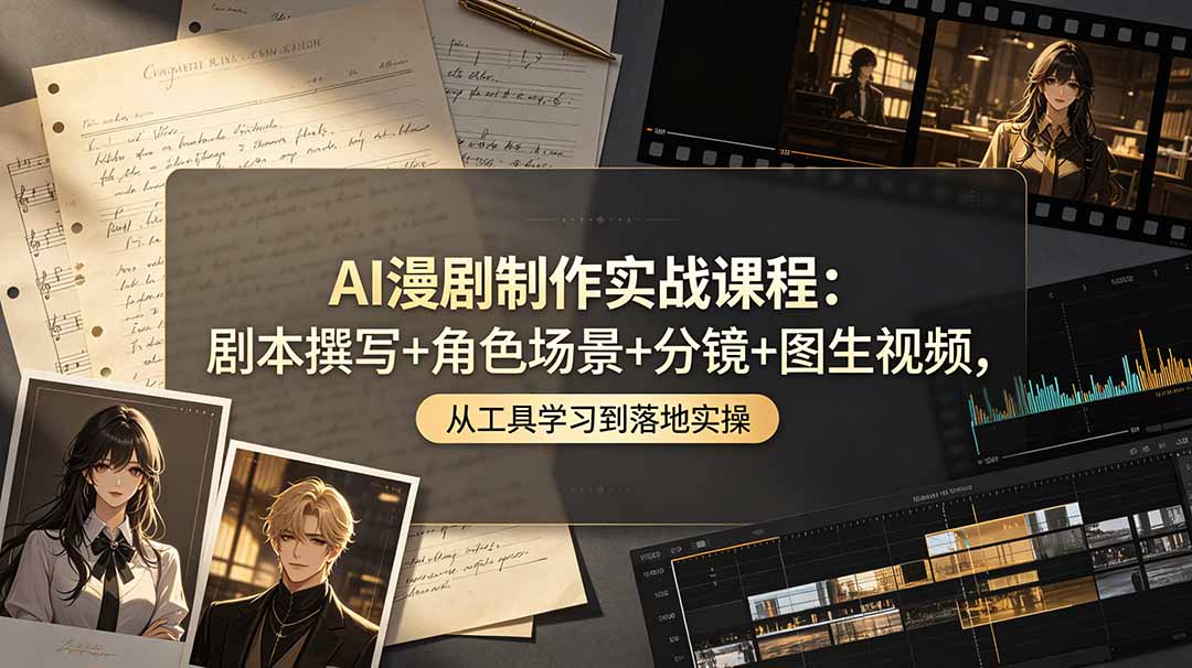 AI漫剧制作实战课程：剧本撰写+角色场景+分镜+图生视频，从工具学习到落地实操-网创项目总站