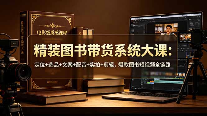 精装图书带货系统大课：定位+选品+文案+配音+实拍+剪辑，爆款图书短视频全链路-网创项目总站