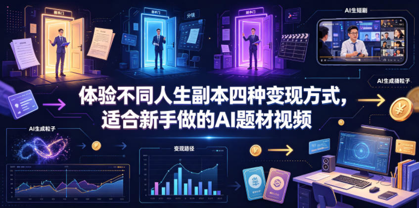 体验不同人生副本四种变现方式，适合新手做的AI题材视频-网创项目总站