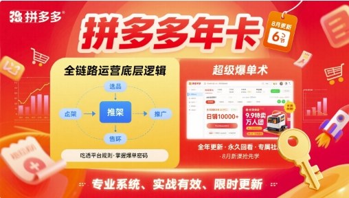 拼多多年卡，拼多多全链路运营底层逻辑，超级爆单术【更新26年6月】-网创项目总站