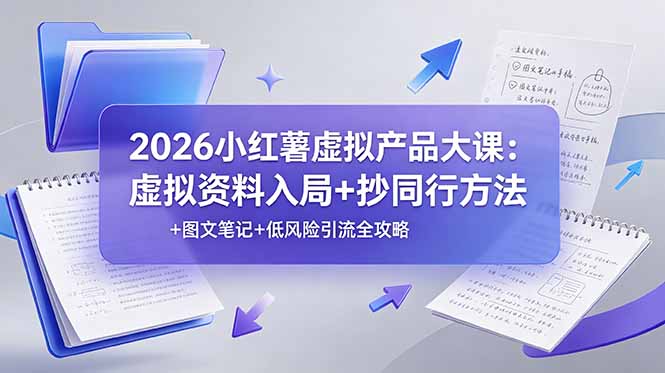 2026小红薯虚拟产品大课：虚拟资料入局+抄同行方法+图文笔记+低风险引流全攻略-网创项目总站
