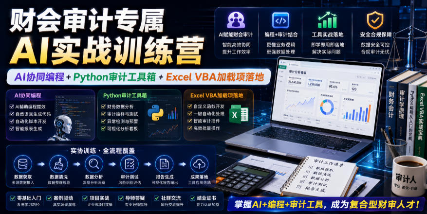 财会审计专属AI实战训练营｜AI协同编程+Python审计工具箱+Excel VBA加载项落地-网创项目总站
