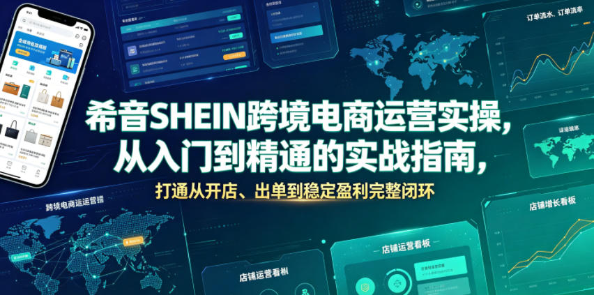 希音SHEIN跨境电商运营实操，从入门到精通的实战指南，打通从开店、出单到稳定盈利完整闭环-网创项目总站