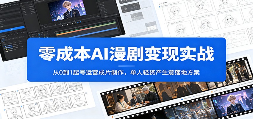 零成本AI漫剧变现实战：从0到1起号运营成片制作，单人轻资产生意落地方案-网创项目总站