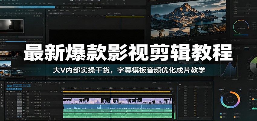 最新爆款影视剪辑教程：大V内部实操干货，字幕模板音频优化成片教学-网创项目总站