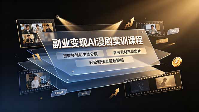 副业变现AI漫剧实训课程，智能体辅助生成分镜，参考素材批量出片，轻松制作流量短视频-网创项目总站