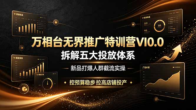 万相台无界推广特训营VI0.0，拆解五大投放体系，新品打爆人群截流实操，控预算稳步拉高店铺投产-网创项目总站