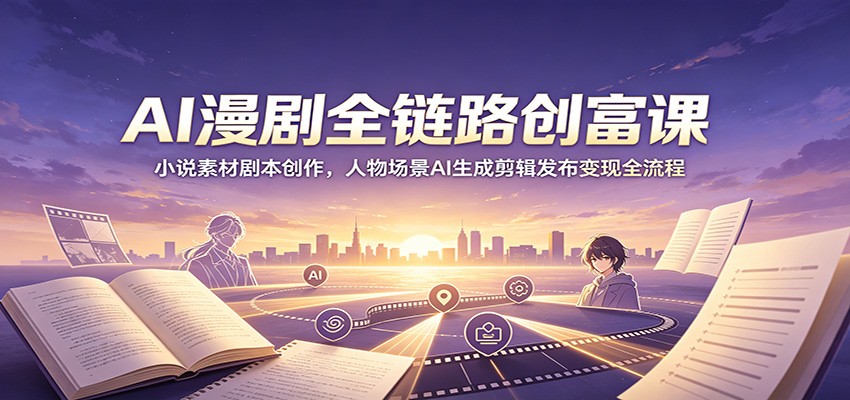 AI漫剧全链路创富课：小说素材剧本创作，人物场景AI生成剪辑发布变现全流程-网创项目总站
