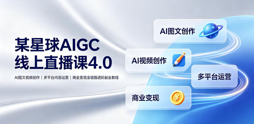 某星球AIGC线上直播课4.0｜AI图文视频创作、多平台内容运营、商业变现全链路进阶副业教程-网创项目总站