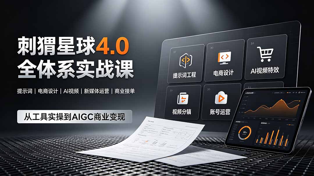 刺猬星球4.0全体系实战课，覆盖提示词工程、电商设计、AI视频特效与新媒体运营，一站式掌握AIGC商业核心技能-网创项目总站