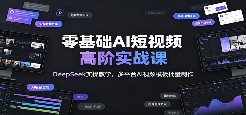 零基础AI短视频高阶实战课:DeepSeek实操教学,多平台AI视频模板批量制作-网创项目总站