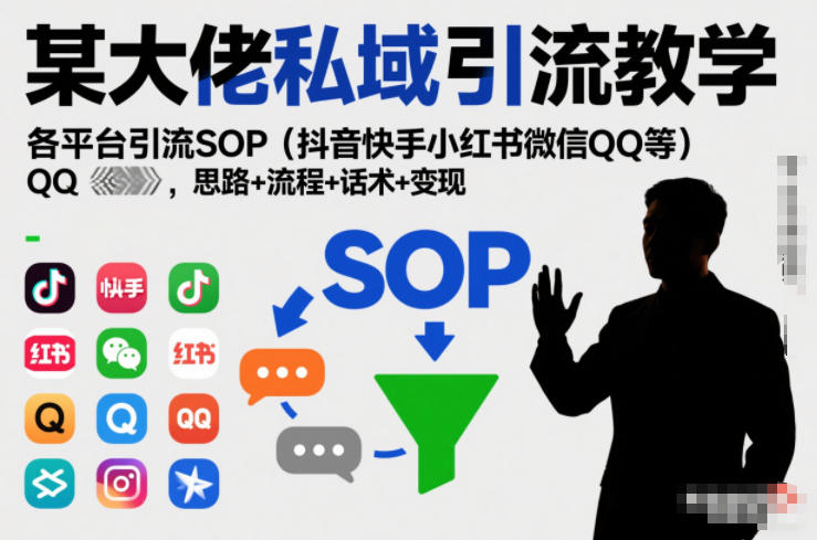 某大佬私域引流教学，各平台引流SOP(抖音快手小红书微信QQ等)，思路+流程+话术+变现(更新0708)-网创项目总站