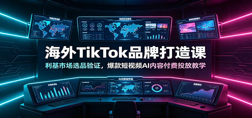 海外TikTok品牌打造课：利基市场选品验证，爆款短视频AI内容付费投放教学-网创项目总站