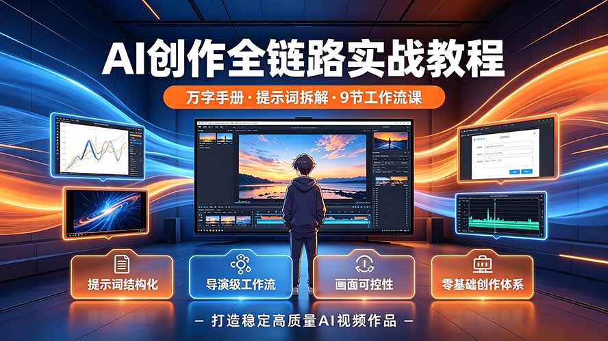AI创作全链路实战教程｜万字手册·提示词拆解·9节工作流课，打造稳定高质量AI视频作品-网创项目总站