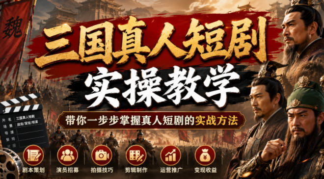 三国真人短剧实操教学，带你一步步掌握真人短剧的实战方法-网创项目总站